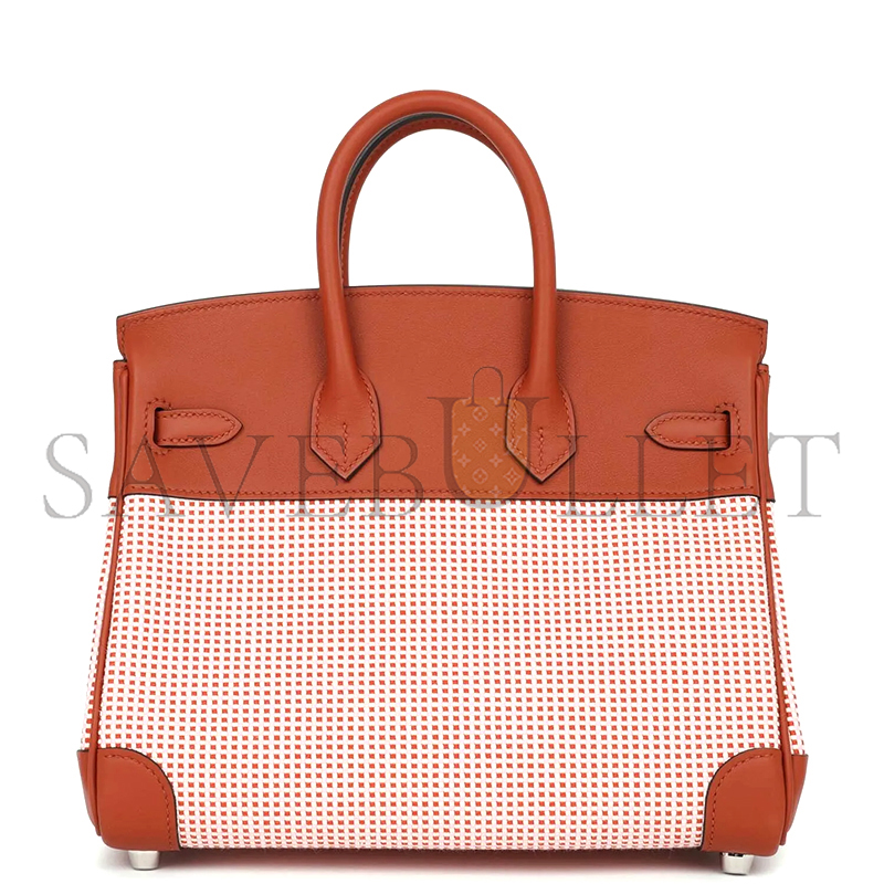 HERMES MASTER BIRKIN 25 SWIFT AND CANVAS BRIQUE PALLADIUM HARDWARE (25*18*13cm)